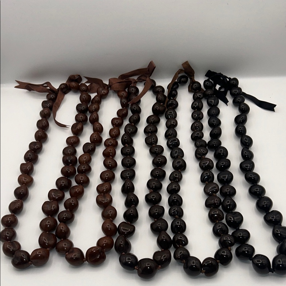 Kukulcán Nut necklace lot of 5 .hawaii Dark Brown /Black